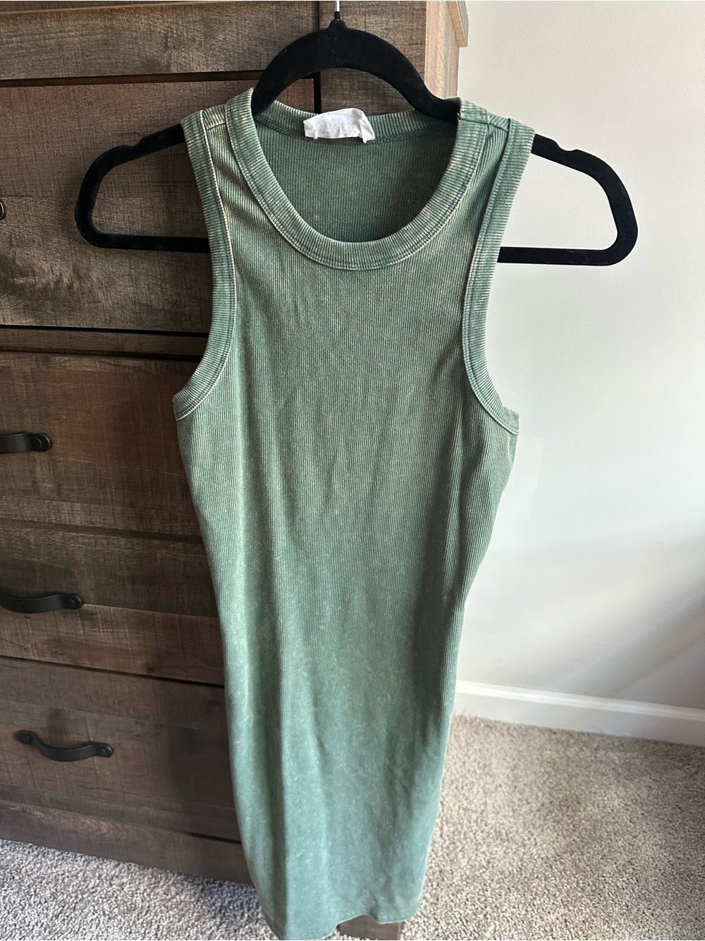 Double Zero Olive Green Ribbed Mini Dress